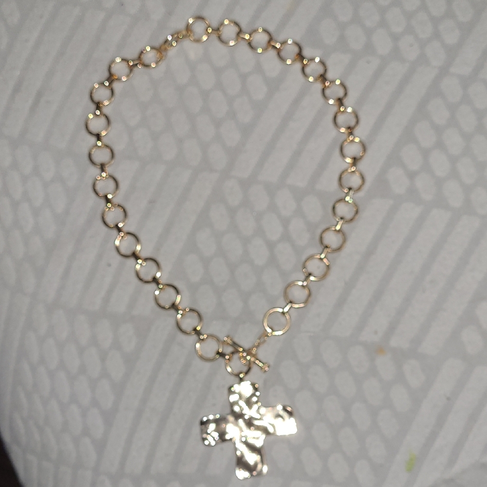 Gold Tone Cross Pendant Necklace
